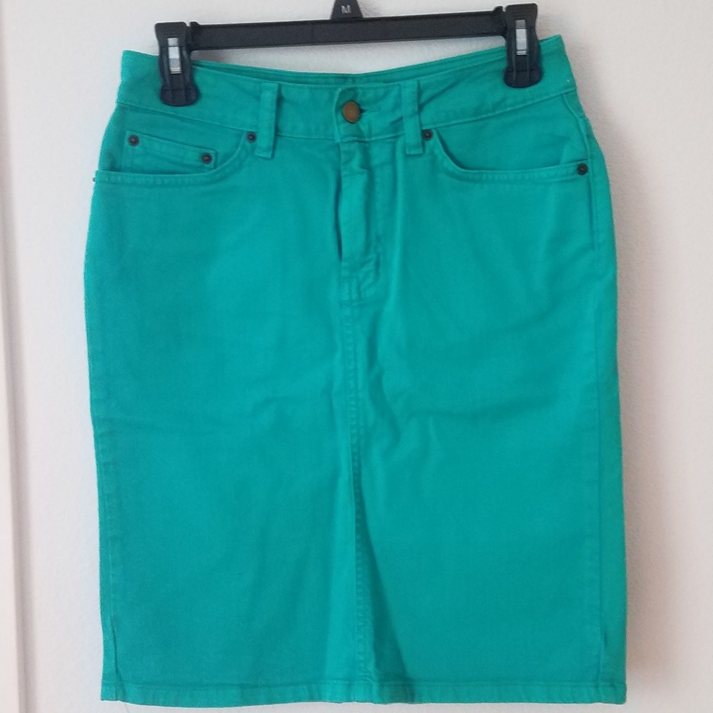 *SOLD* NEW Teal Denim Jean Skirt 4P Garnet Hill